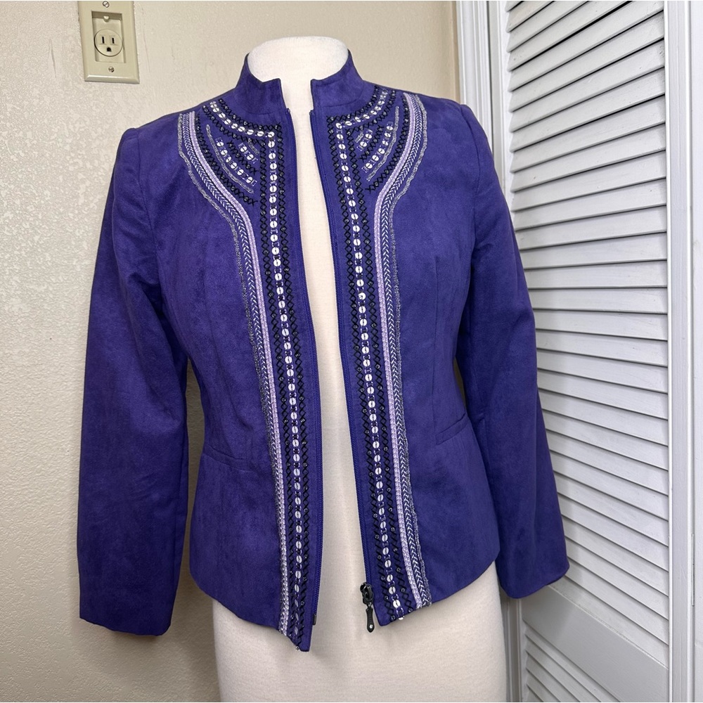 Tanjay Purple Faux Suede Zip Jacket Size 6P